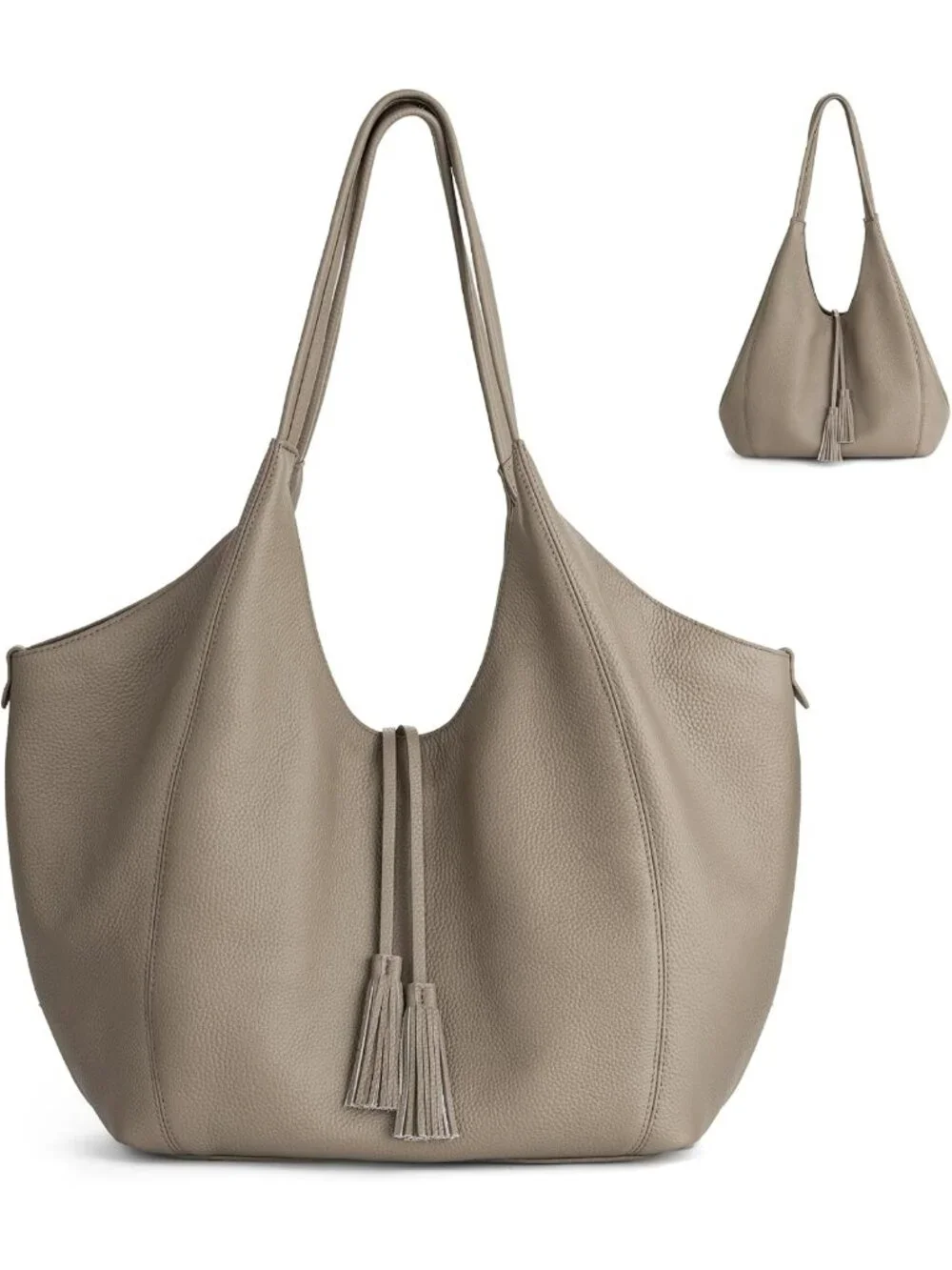 Soft Genuine Leather Slouchy Tote Hobo Shoulder Bag for Women - Travel Essential